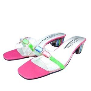 Vintage Clear Kitten Heels Lucite Gem Rhinestone Bling